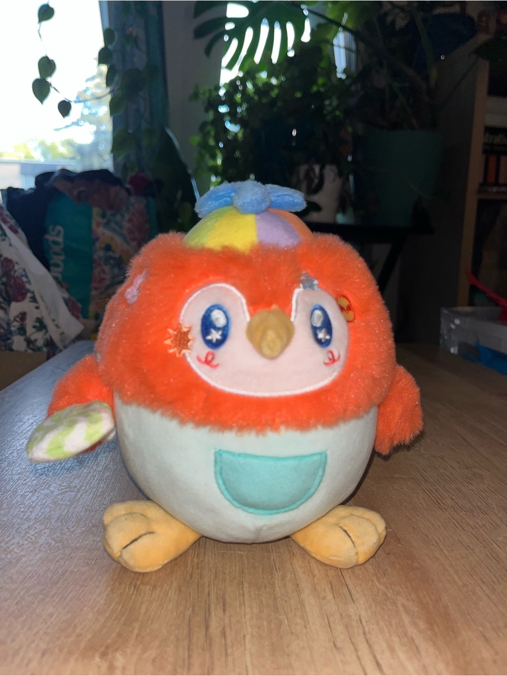 Cute Orange Plush Bird with Mint Pocket - Kids Stuffed Animal